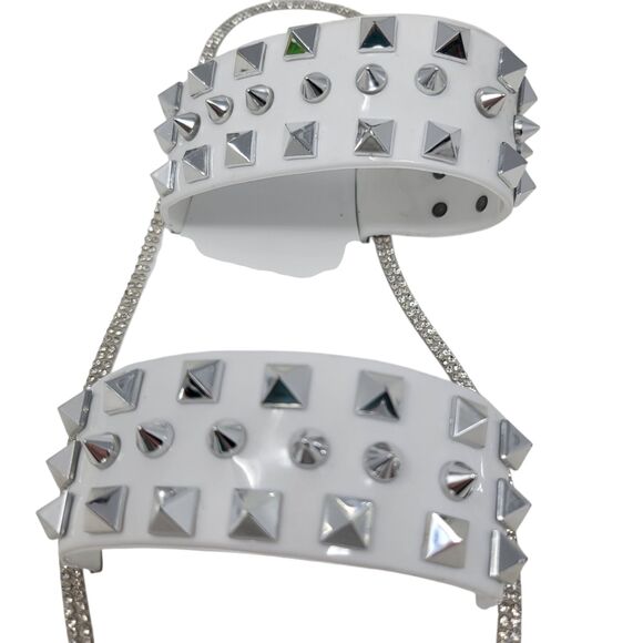 Lauren Lorraine Studley White Jeweled Slip On Slide Sandals Size 9 NEW in Box - Picture 3 of 10